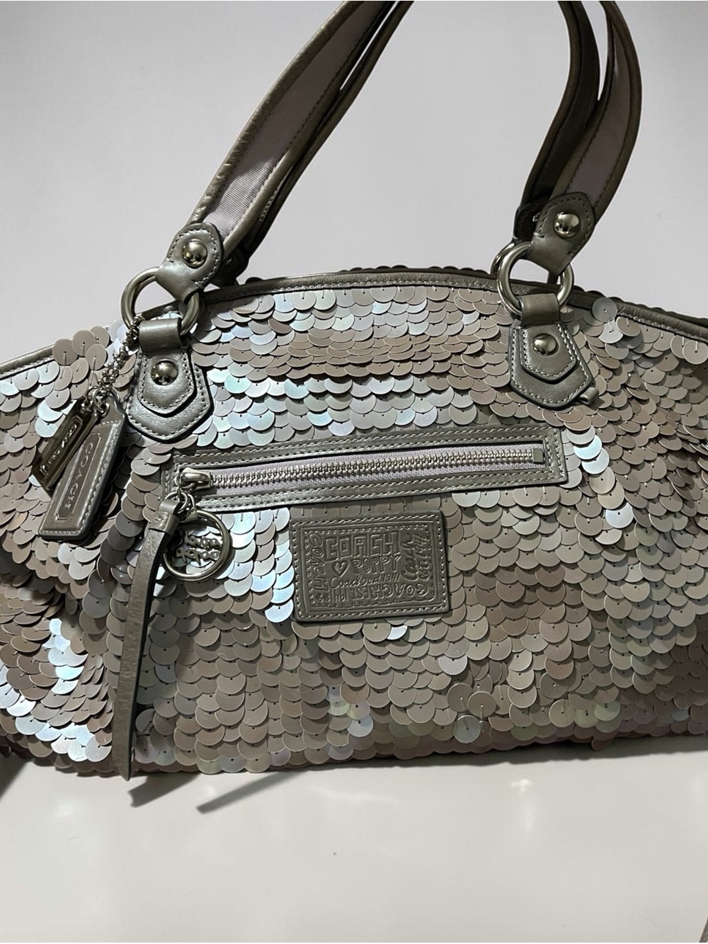 Coach Silver Sequin Mermaid Rocker Poppy 17046